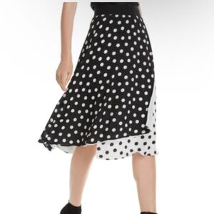 Alice + Olivia - Nanette Faux-Wrap Polka Dot Midi Skirt